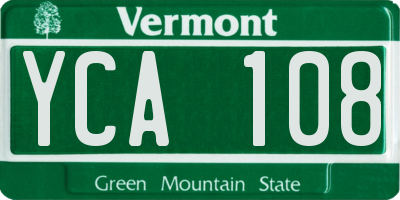VT license plate YCA108