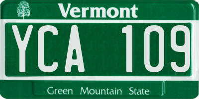 VT license plate YCA109