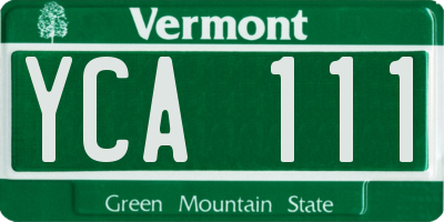 VT license plate YCA111