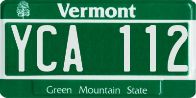 VT license plate YCA112