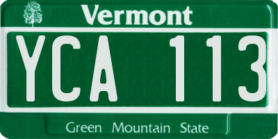 VT license plate YCA113