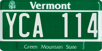 VT license plate YCA114