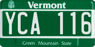 VT license plate YCA116