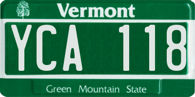 VT license plate YCA118