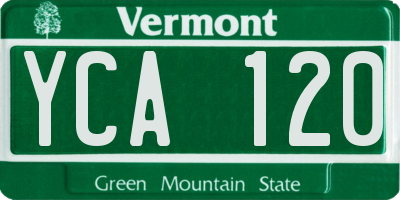 VT license plate YCA120