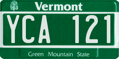 VT license plate YCA121