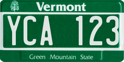 VT license plate YCA123