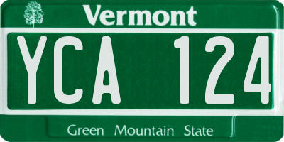 VT license plate YCA124