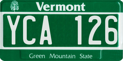 VT license plate YCA126