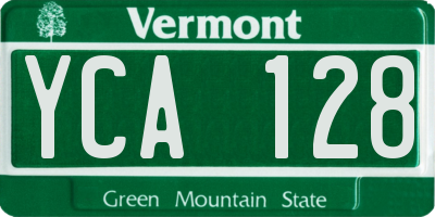 VT license plate YCA128