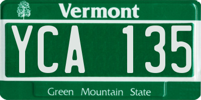 VT license plate YCA135