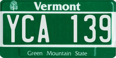 VT license plate YCA139