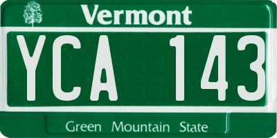 VT license plate YCA143