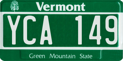 VT license plate YCA149
