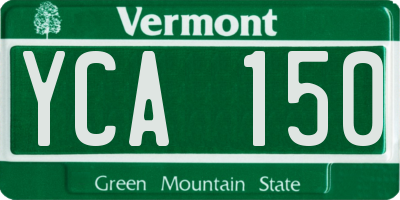 VT license plate YCA150