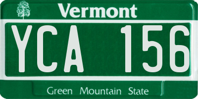 VT license plate YCA156