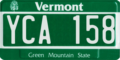 VT license plate YCA158