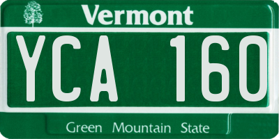 VT license plate YCA160