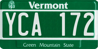 VT license plate YCA172