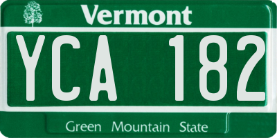 VT license plate YCA182