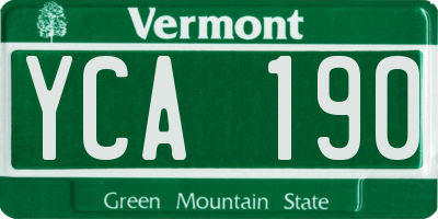 VT license plate YCA190