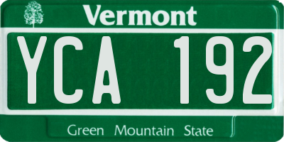 VT license plate YCA192
