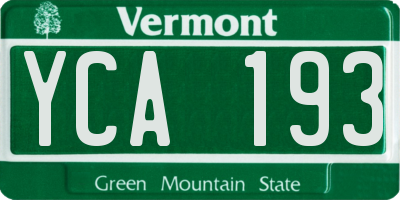 VT license plate YCA193