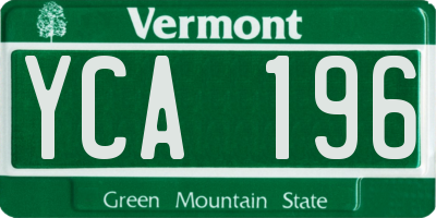 VT license plate YCA196