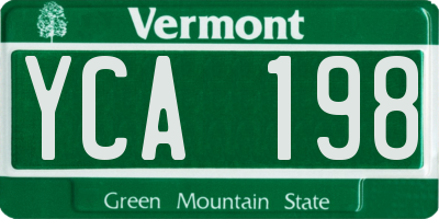 VT license plate YCA198