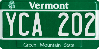 VT license plate YCA202