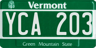 VT license plate YCA203