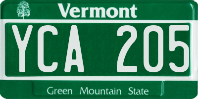 VT license plate YCA205