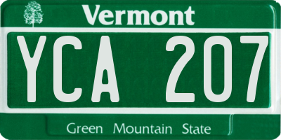 VT license plate YCA207