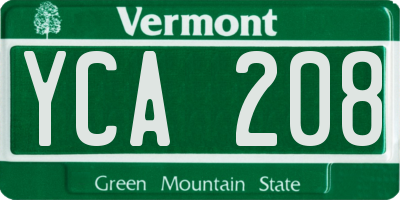 VT license plate YCA208