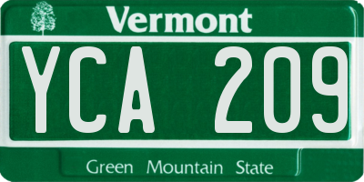 VT license plate YCA209