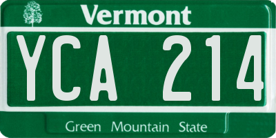 VT license plate YCA214