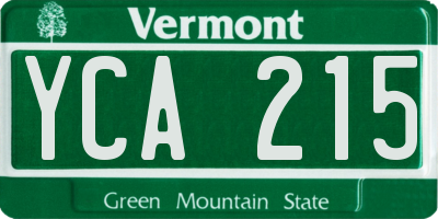 VT license plate YCA215