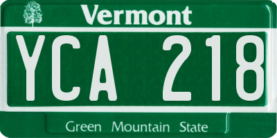 VT license plate YCA218