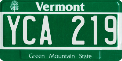 VT license plate YCA219