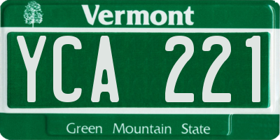 VT license plate YCA221