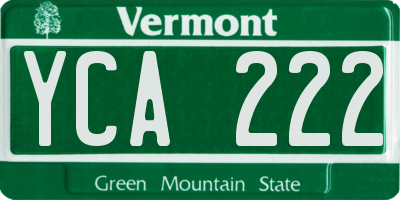 VT license plate YCA222