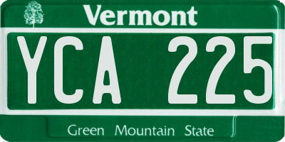 VT license plate YCA225
