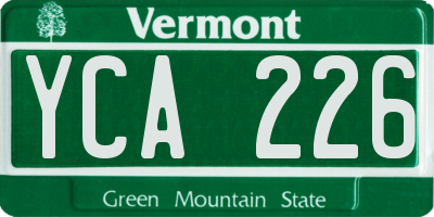 VT license plate YCA226