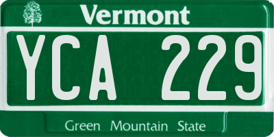 VT license plate YCA229
