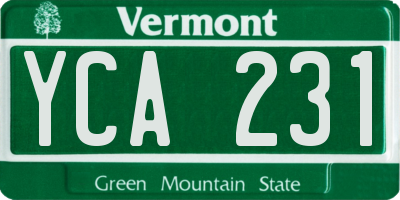 VT license plate YCA231