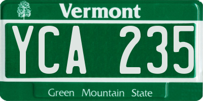 VT license plate YCA235