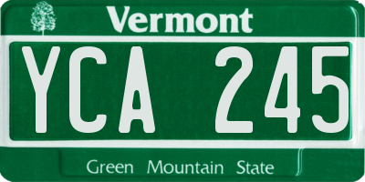 VT license plate YCA245