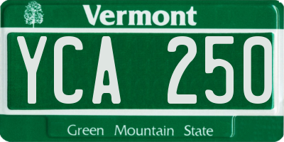 VT license plate YCA250