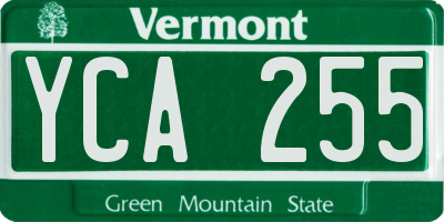 VT license plate YCA255