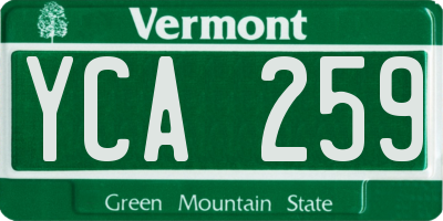 VT license plate YCA259